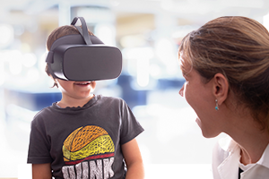 child with virtual reality headset